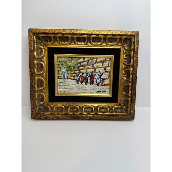 Marc (Chagal) Moses Enamel on Copper Painting – VTG Framed MCM Wall Art 12”x10” - Picture 1 of 7